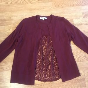 Loft, lace back cardigan